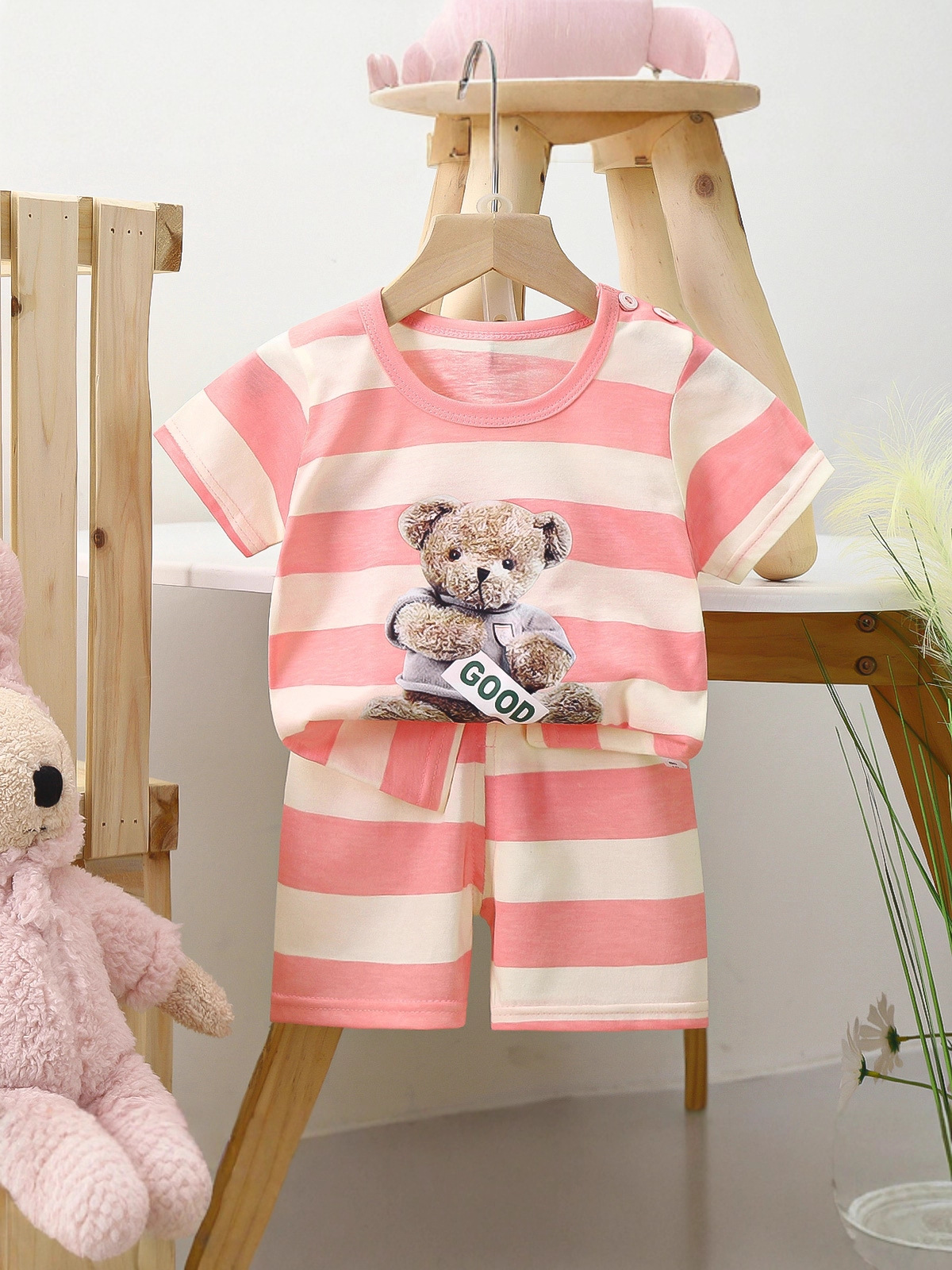 Children's Clothing Kidsren's Short-Sleeve Set Cotton T-Shirt Twinset Baby Baby Clothes Korean Kidsren's Clothing