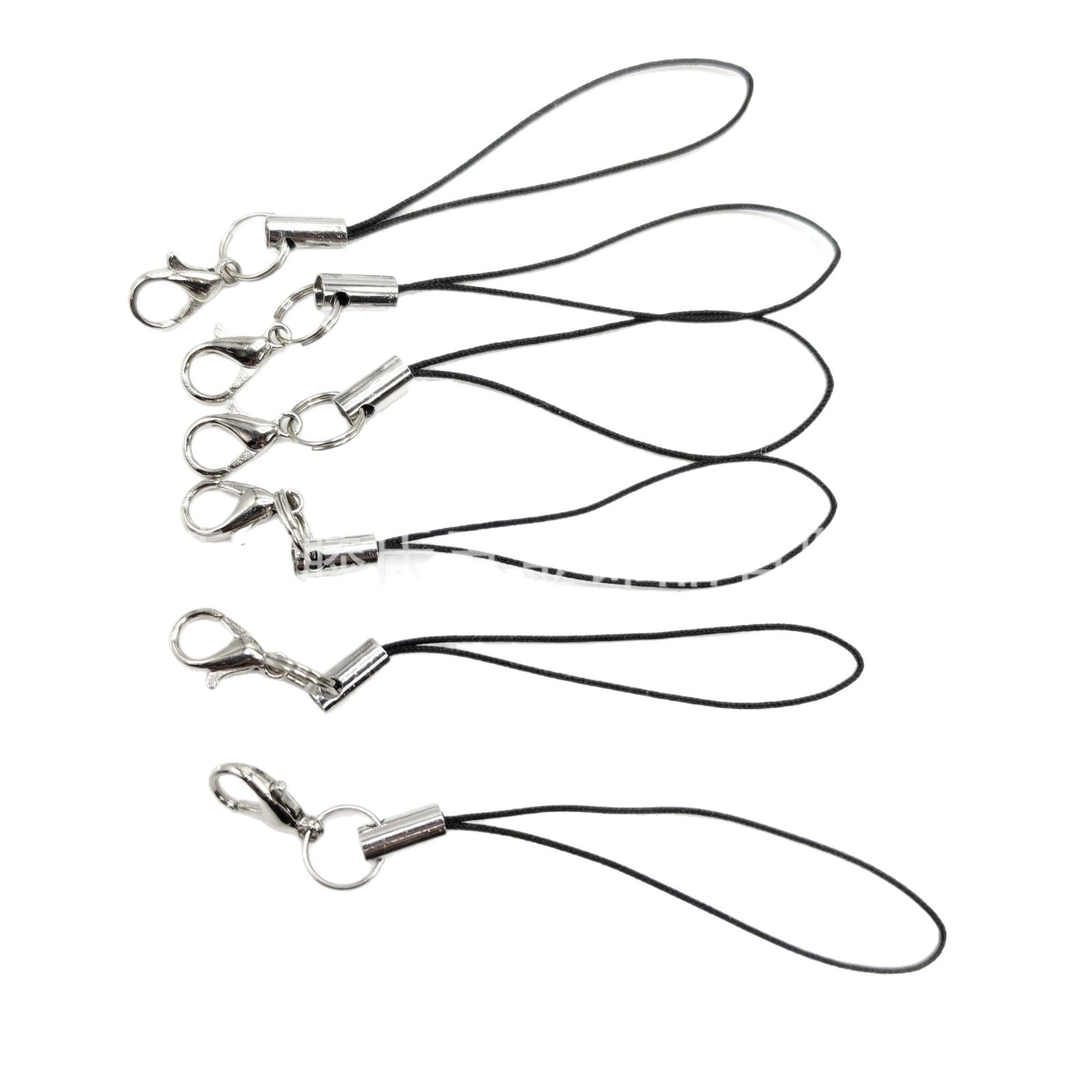 DIY Handmade Accessories Material Lobster Clasp Mobile Phone Rope Jewelry Black Lanyard Hanging Ring with Metal Buckle Sling Wholesale