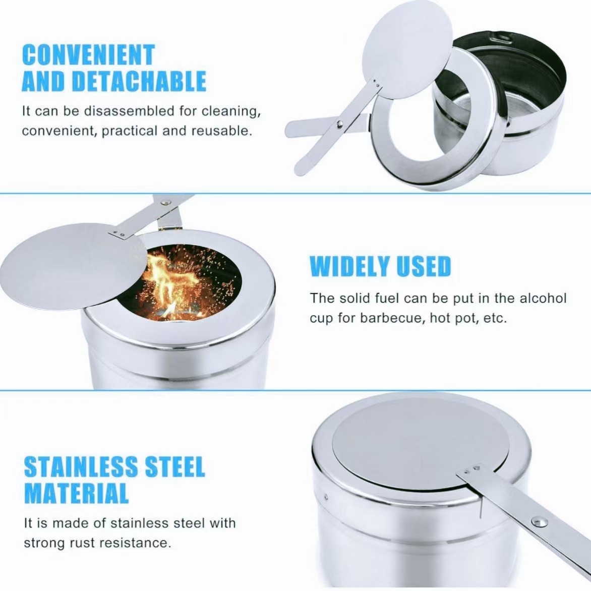 Wholesale buffet stove accessories alcohol box tank simple stainless steel household small hot pot with lid alcohol stove alcohol cup