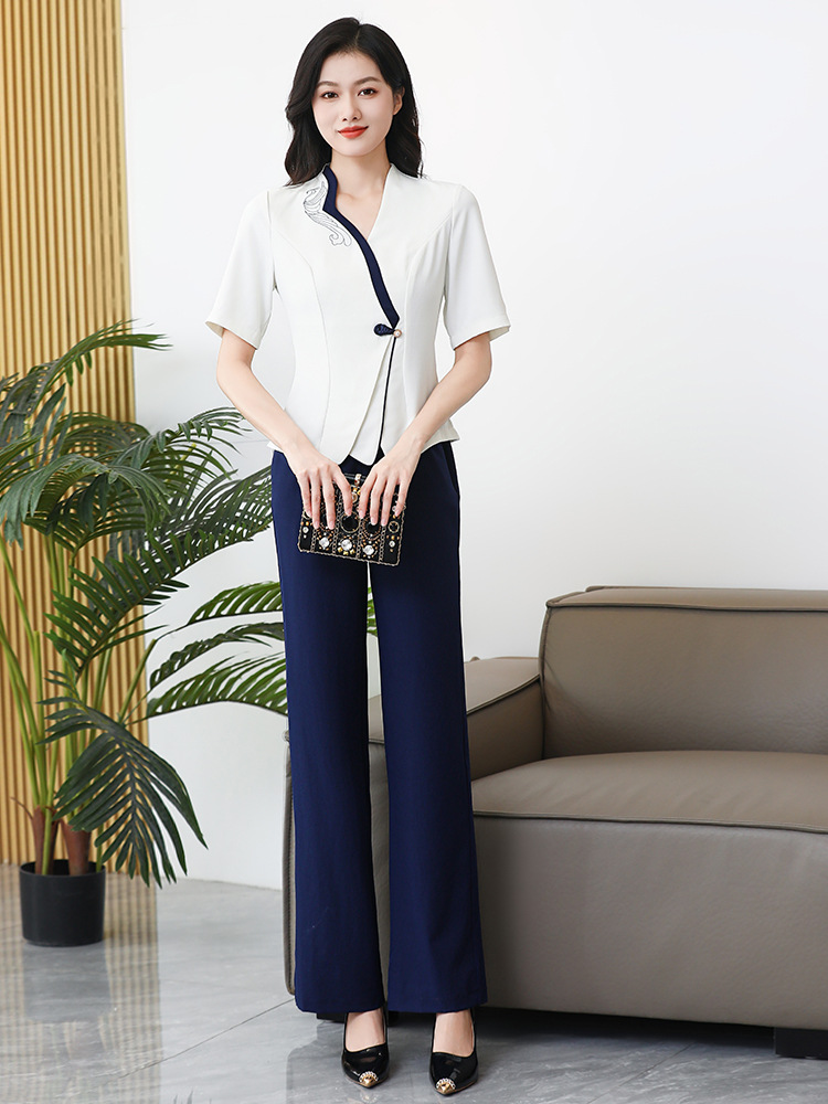 2025 New Style Pedicure Technician Work Clothes for Women, Classy Pedicure Shop Massage Club Spa Ear Picking Technician Work Clothes