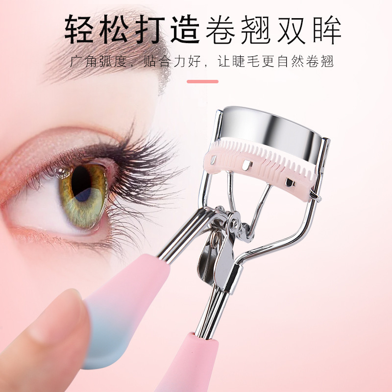 Factory Direct Sales Hot Product Eyelash Curler Popular Style with Comb Black Handle Eyelash Curler Makeup Metal Eyelash Curler