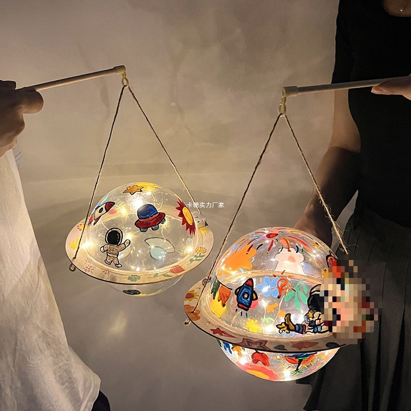 Луминесцентная Ручная Рисованная Лампа Звезда Космоса Луна DIY Ручные Материалы Прозрачный Ночной Фонарь Атмосферные Реквизиты