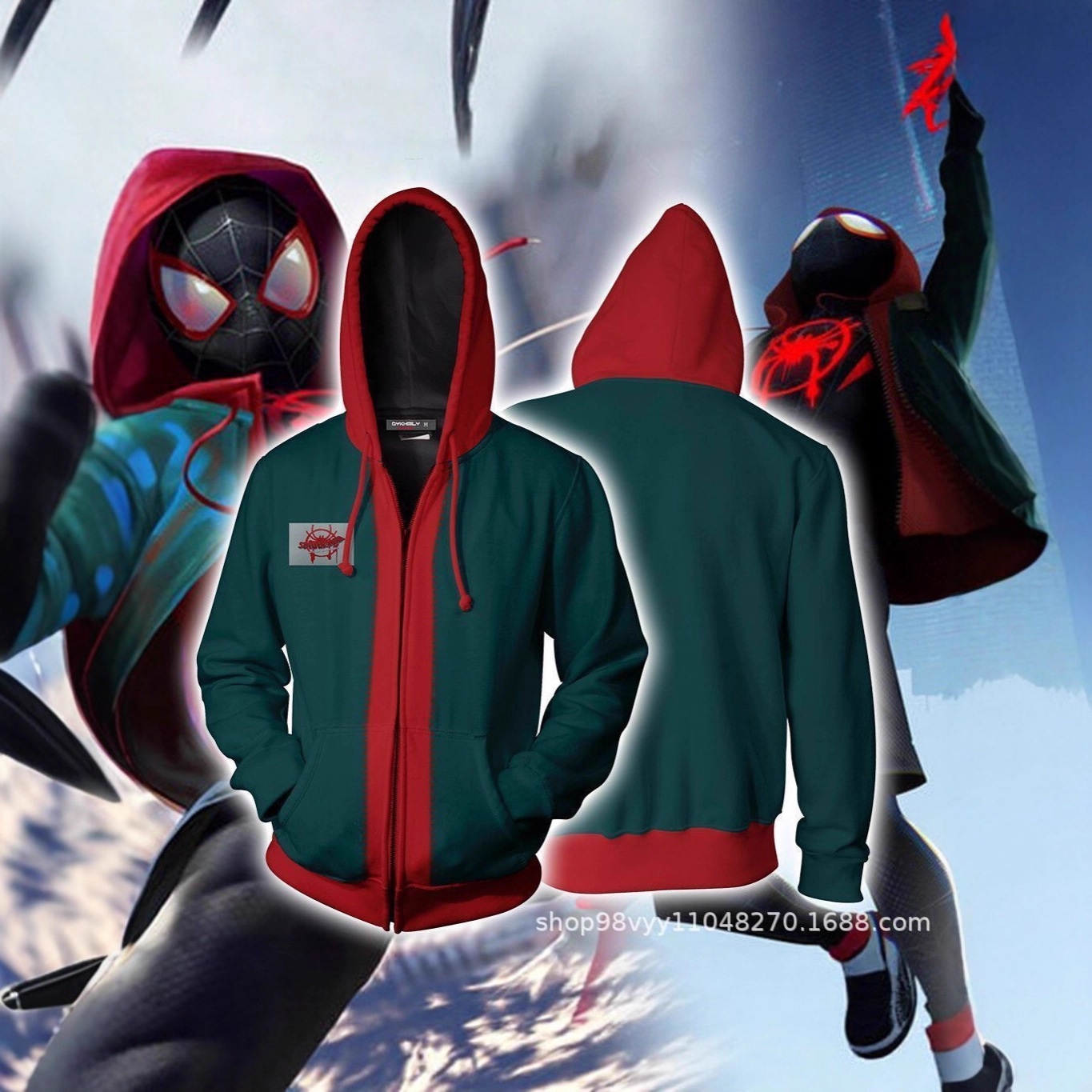 Космический человек-паук из вселенной пауков Майлз аниме 3D печатный производственный косплей с молнией свитер для мужчин