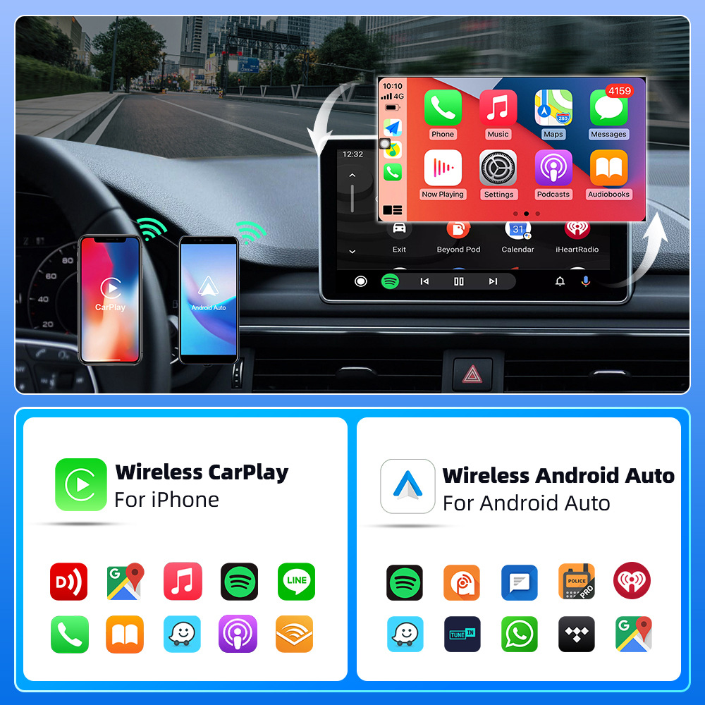 Cross-Border 2-in-1 Carplay Box Wired to Wireless Android Auto Adapter Car-Machine Interconnection Box