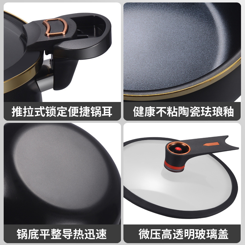 Cross-border Direct Supply Ceramic Micro-pressure Soup Pot Non-stick Enamel Pot Household Multifunctional 8L Large Capacity Braised Stew Pot Hot Pot