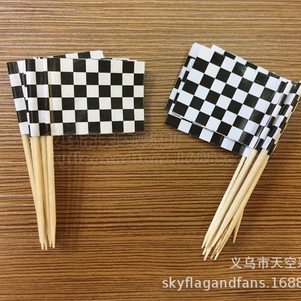 Black and white lattice toothpick flag spot F1 racing flag black and white lattice toothpick flag hamburger fruit flag racing toothpick flag