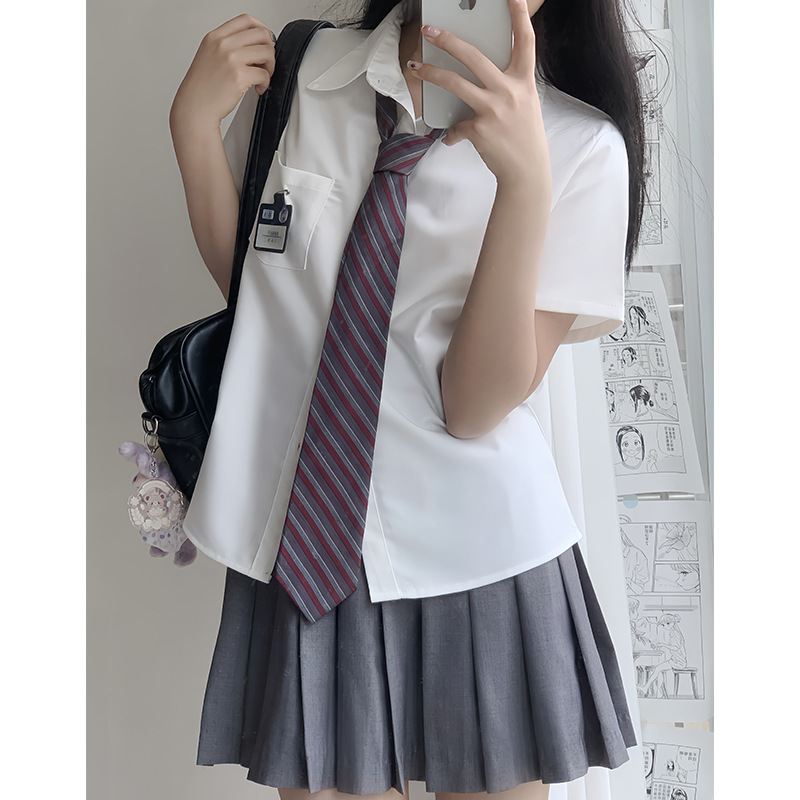 Tr Fabric Japanese Jk White Shirt Solid Color Loose Versatile Long and Short Sleeve Authentic College Style School Uniform Shirt for Women Summer