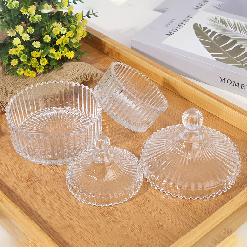 Transparent Candy Cup with Lid Full Billion Jinmingda degaussing Bowl Mongolian Bag Dried Fruit Storage Jar European-style Transparent Glass Jar