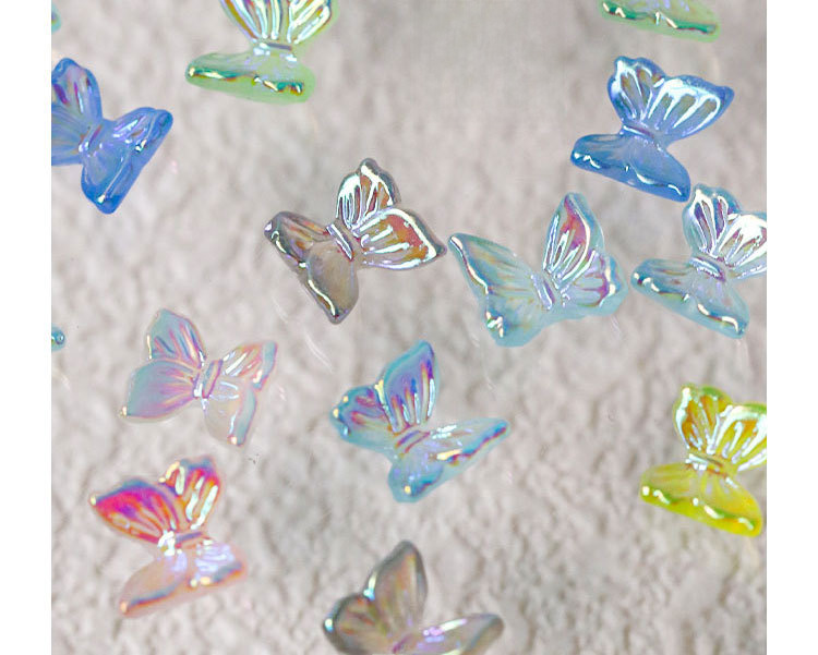 Internet Celebrity Nail Art Butterfly Jewelry Three-dimensional Aurora Magic Color Bear Ribbon Bow Resin Nail Decoration Mixed Diamond