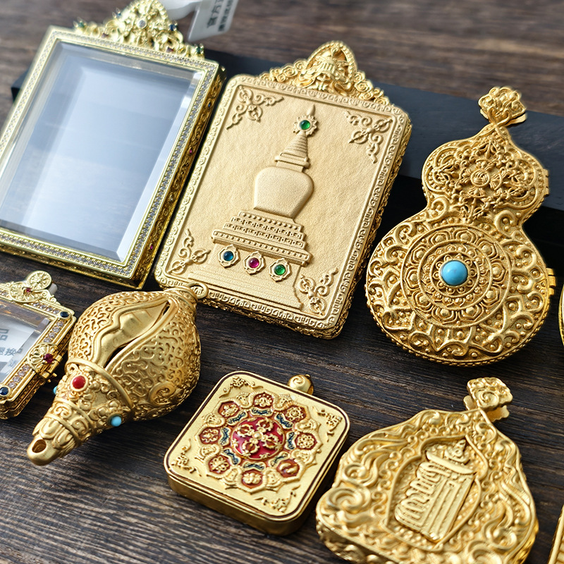 Xizang Gawu Box Thangka Painting Box Multi-Size Single-Sided Double-Sided Pendant Portable Buddha Amulet Thangka Manufacturer Wholesale