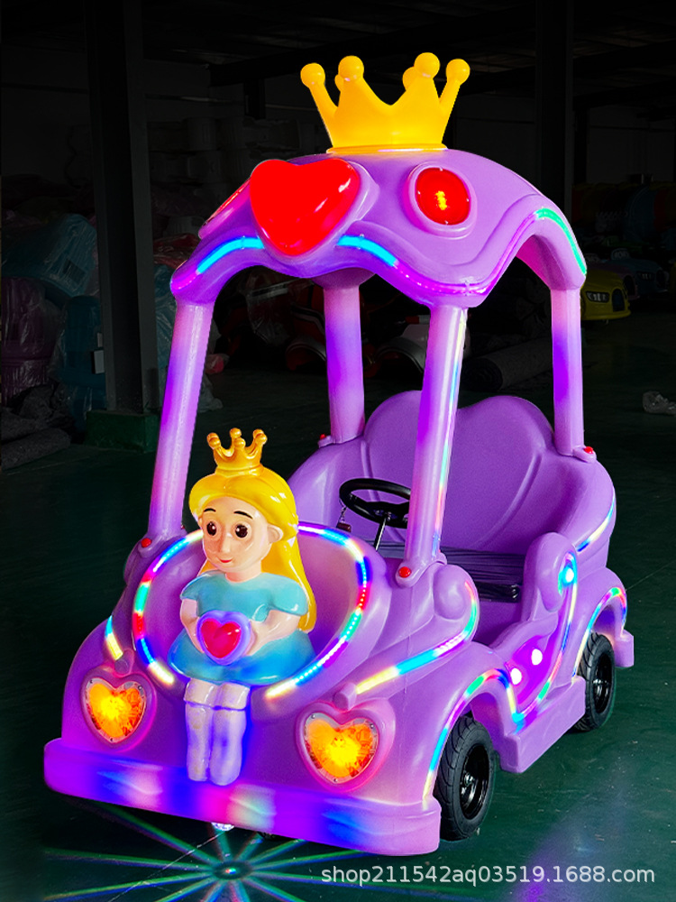 New Square Children's Electric Recreation Car Double Parent-Child Luminous Bumper Car Commercial Stall Big Wheel Toy Car