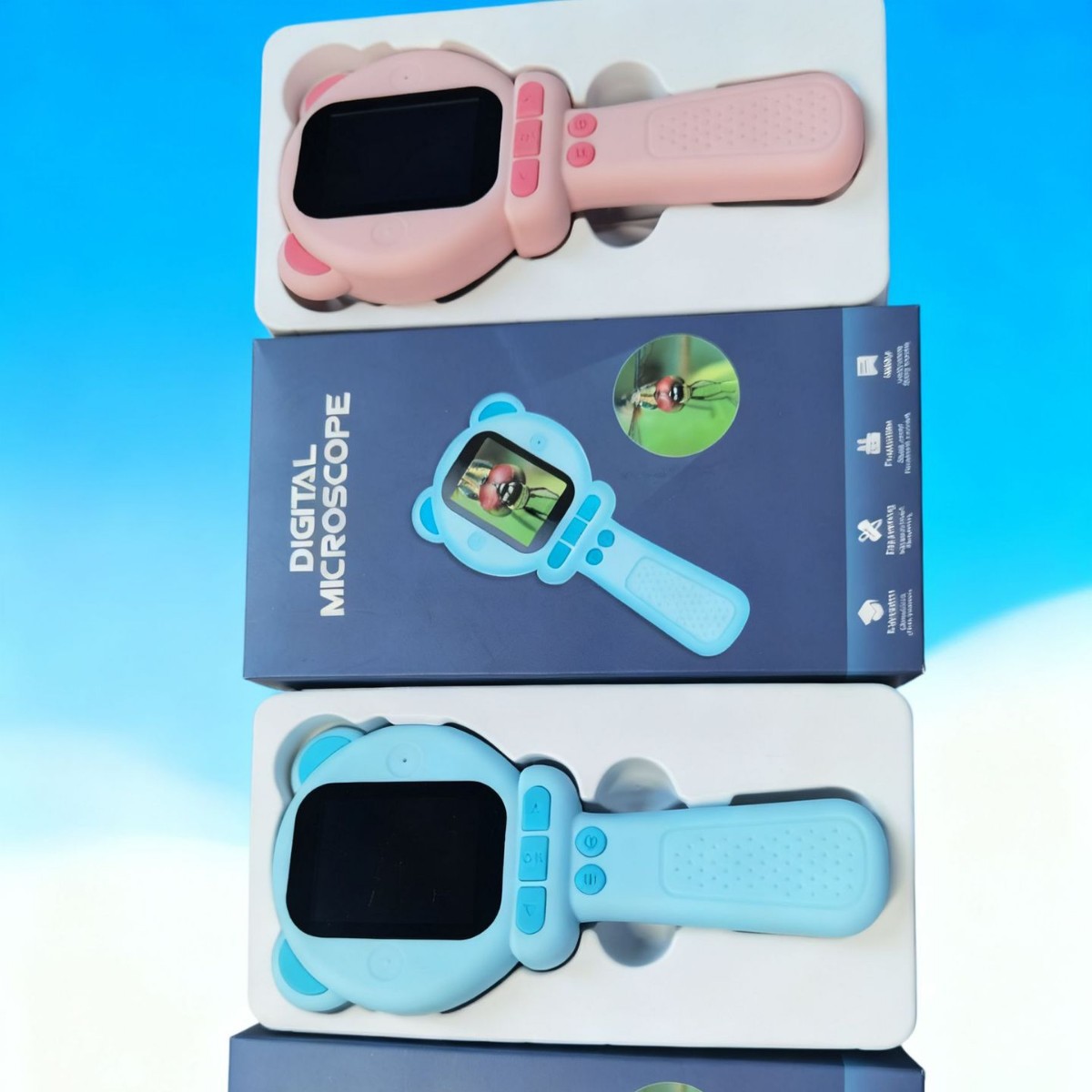 Children's Digital Magnifying Glass Handheld Portable Digital High-Power High-Definition Eye Protection Insect Plant Observation Cartoon Primary School Students