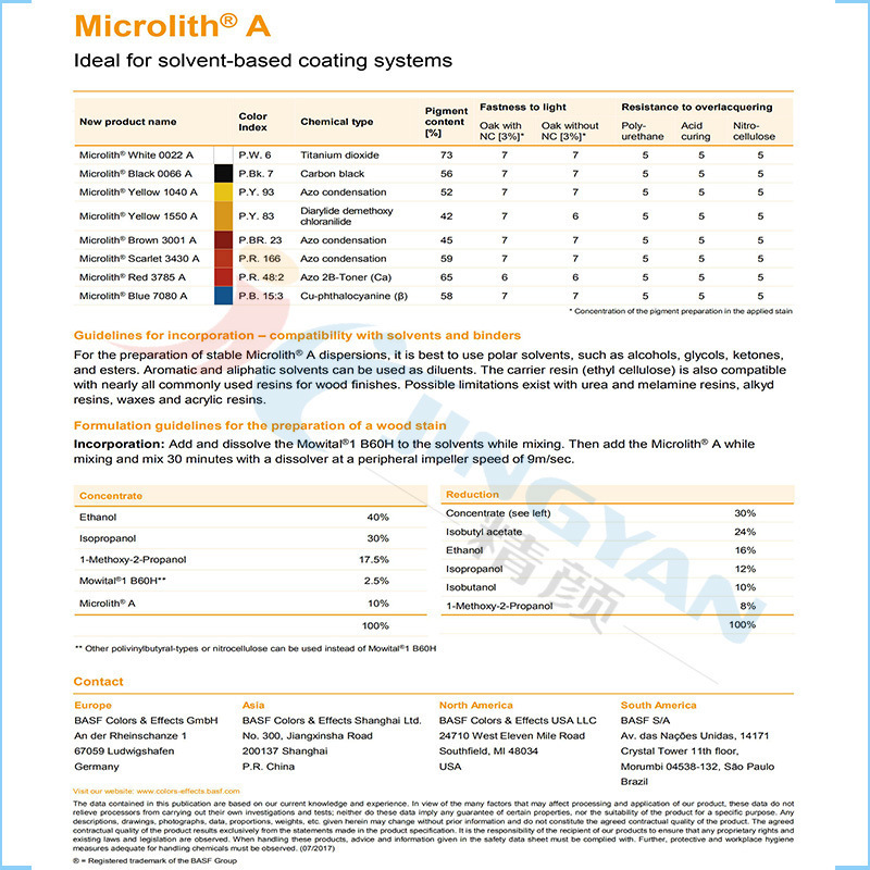 Basf High Transparency Nano Pigment Microlith Red 3430A Scarlet Nano Pigment for Wood Paint