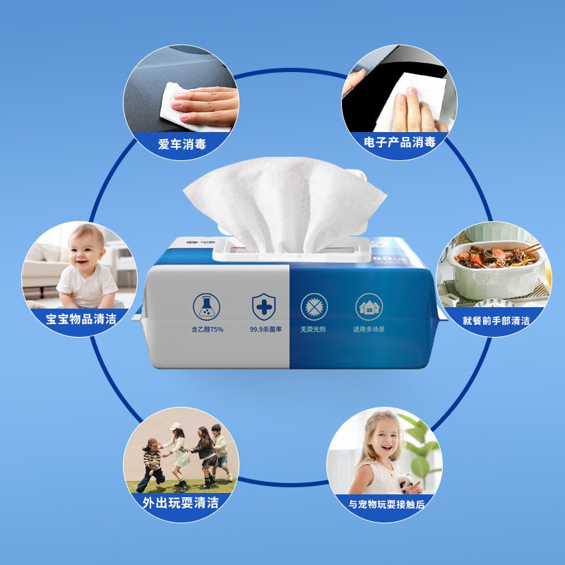 Alcohol Wipes 75% Disposable Cleaning and Sterilizing Sanitary Large Pack Household Wipes Wholesale Large Pack 80 Wipes