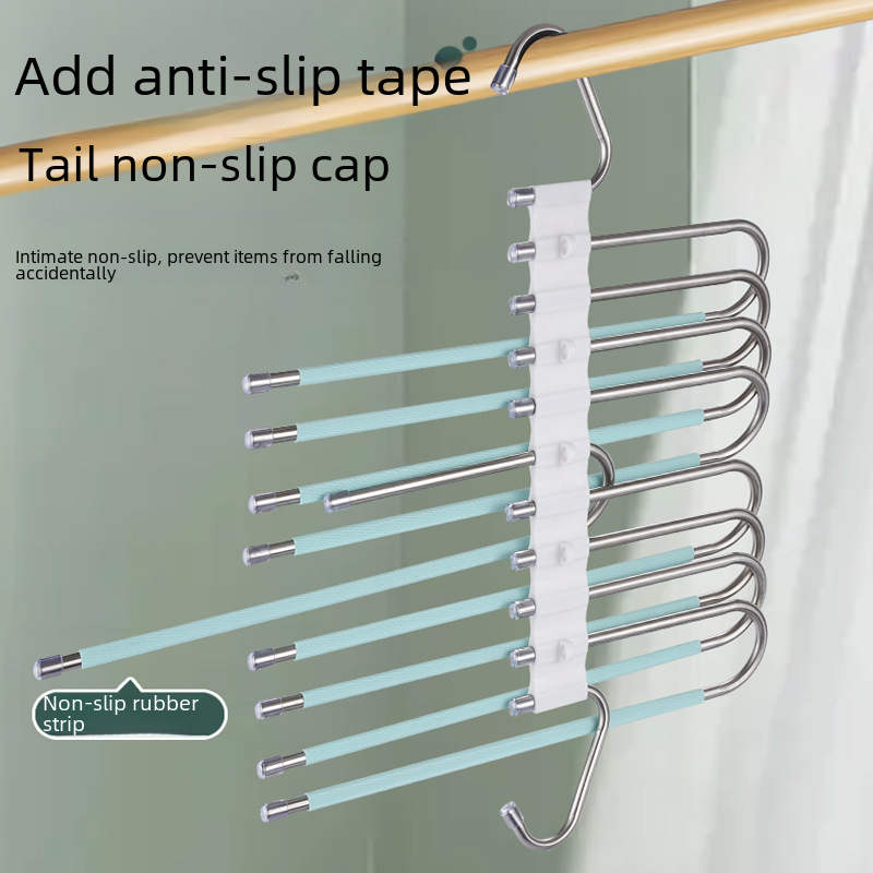 Folding pants rack telescopic multi-functional multi-layer pants rack hook pants rack wholesale stainless steel storage artifact pants rack