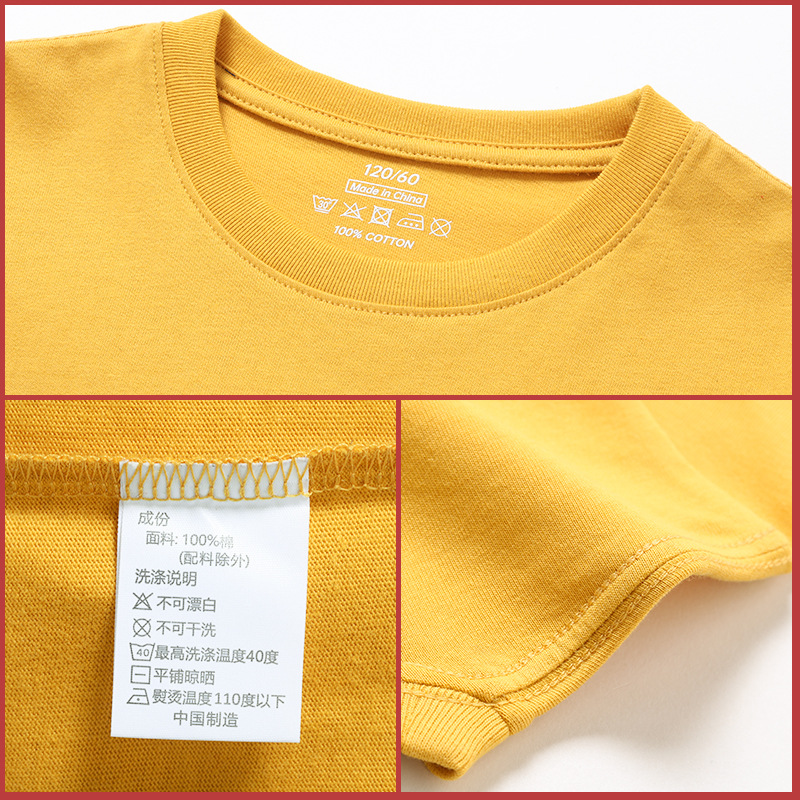 Children's Short-Sleeved Pure Cotton Boys' Short-Sleeved T-Shirt Tops Clothes Pure Color T-Shirt Summer Girls Summer Pure Cotton Bottoming Shirt Kidsren's Clothing