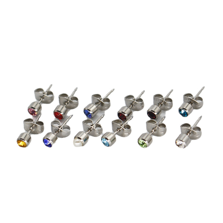 Factory direct supply stainless steel 316 medical ear piercing earrings a variety of rhinestone color butterfly buckle ear piercing gun