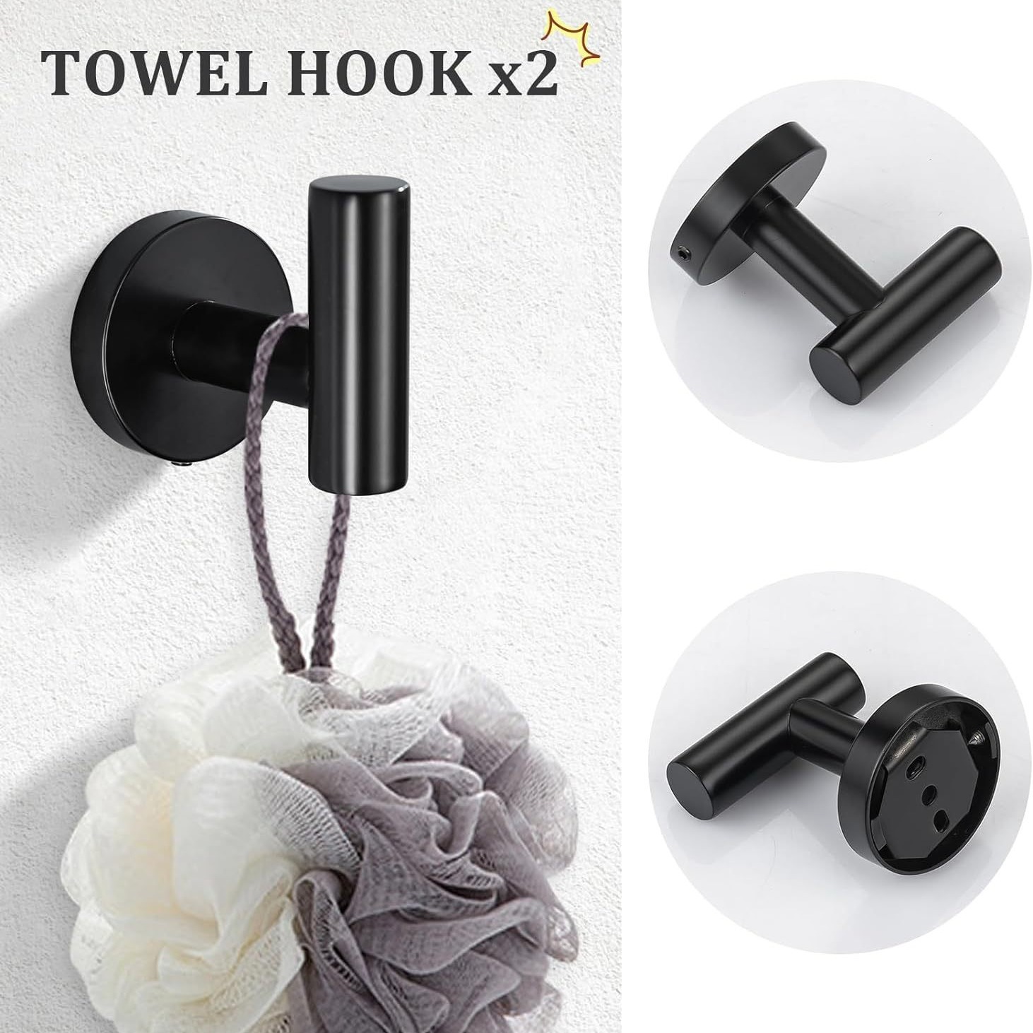 Cross-border Amazon Split Towel Bar suit Stainless Steel Disassembly Towel Ring Bathroom Clothes Hook Bathroom Hardware suit