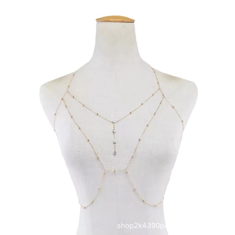 Cross-border explosions chest chain flash diamond European and American beach sexy body chain necklace underwear accessories pure desire net red jewelry chain