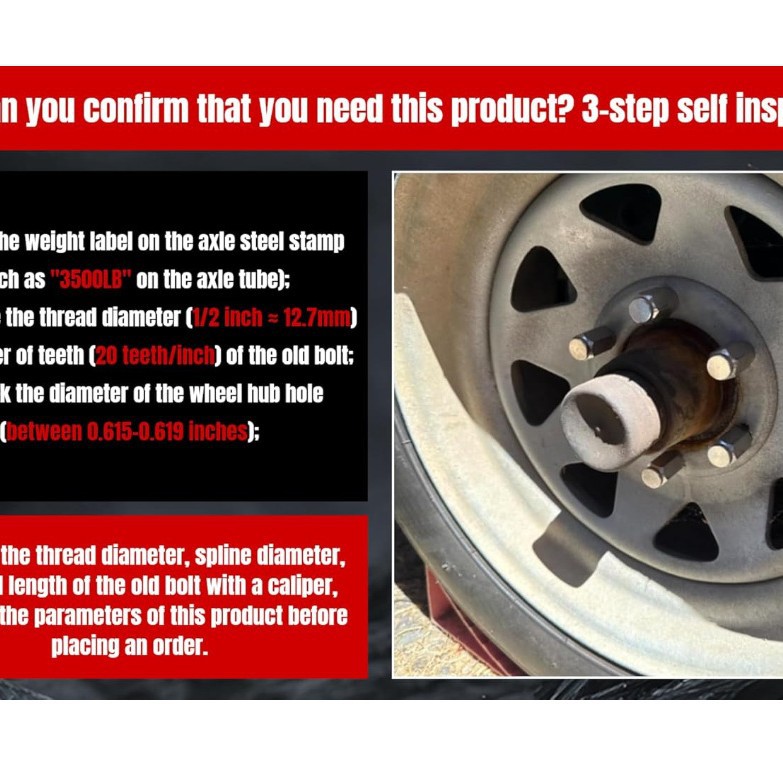 12 Sets Suitable for 3500 lb Trailer Axle 1/2-20Unf Inch Wheel Bolts and Nuts