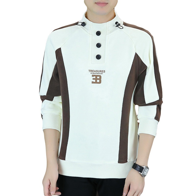 Teenagers' Autumn and Winter Main New Sweatshirt Style Casual Fleece High-Neck Sweatshirt for Men, Fleece-Lined and Thickened, Data Model, Ample Stock