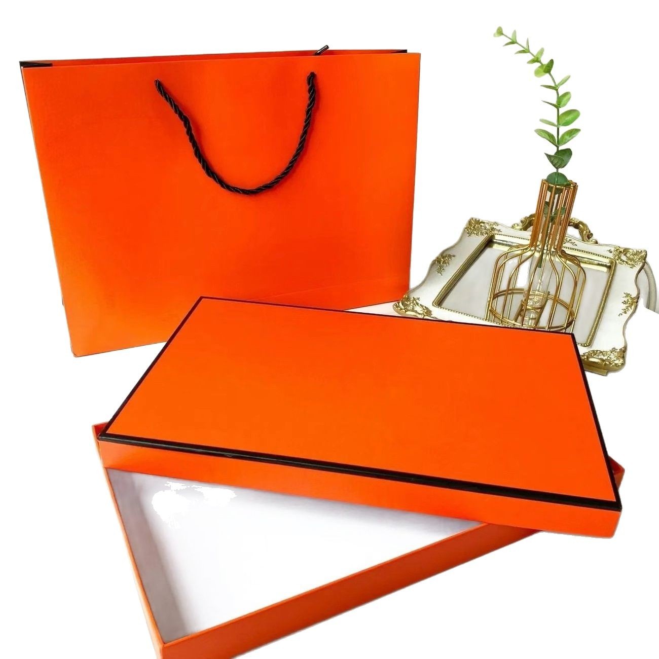 No return, no change ~ scarf packaging gift box suit orange empty box handbag two-piece silk scarf shawl premium