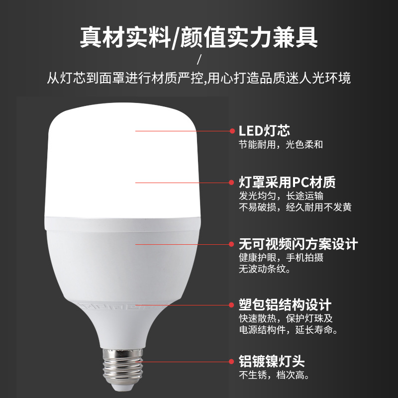 Origin Supply Led Bulb Gaofu Shuai Super Bright E27 Screw White Light Household Bai Fumei High-Power Energy-Saving Bulb