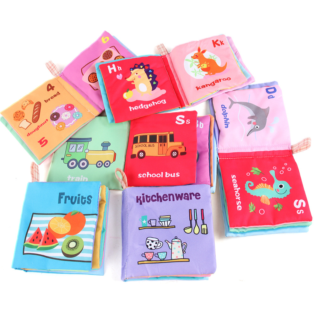 Cross-Border Baby Cloth Books for Cognitive Development, Children's Enlightenment Books with Crinkle Paper, Early Education Cloth Books for Infants, Wholesale