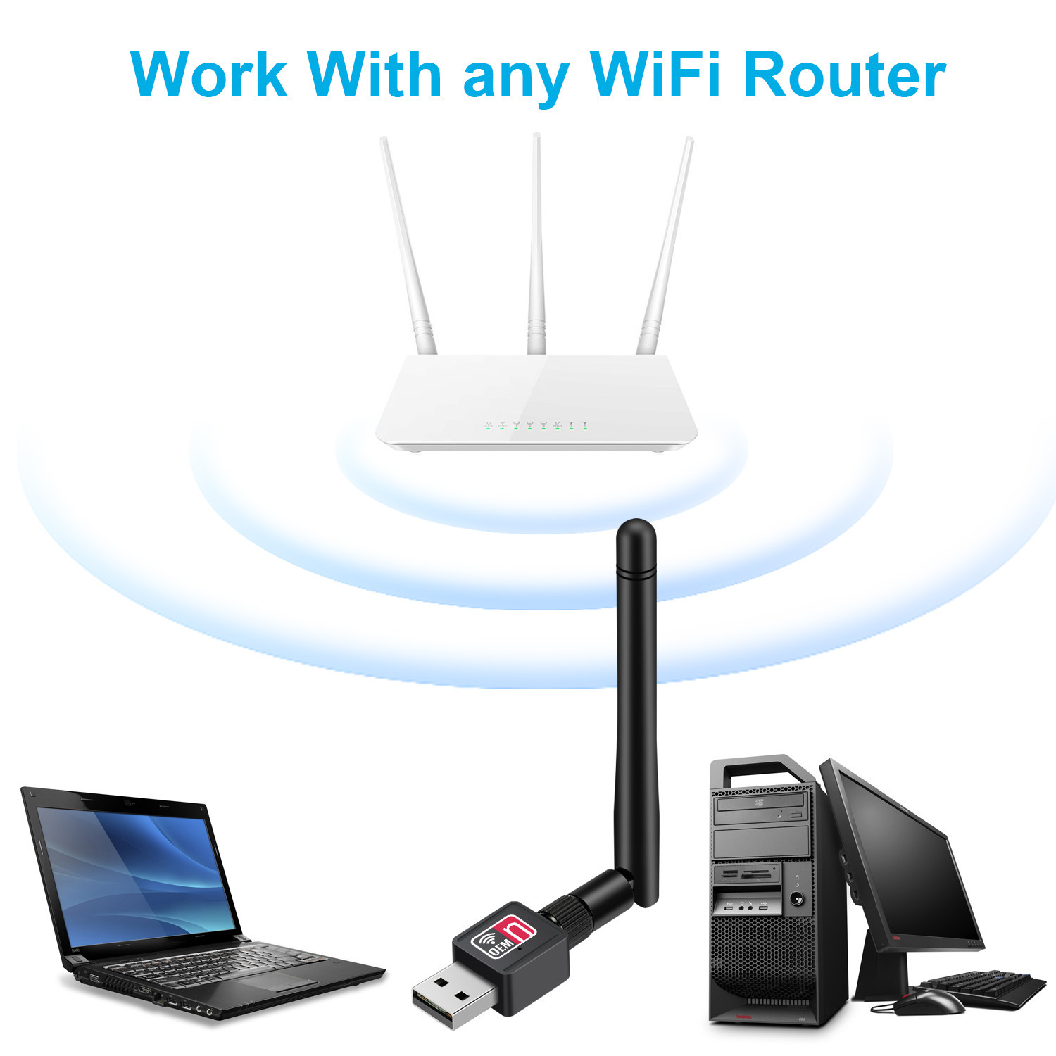 usb wifi 150M mini wireless small network card routing signal receiver RTL8188 external antenna 7601