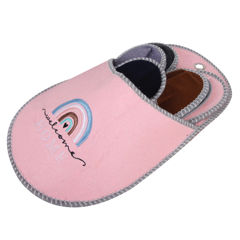 Manufacturer Customized Foreign Trade Star Hotel Aviation Color Felt Cloth Slippers Indoor Set Hotel Disposable Slippers