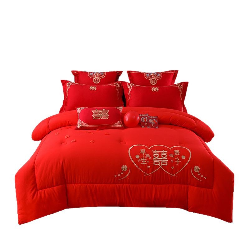 Wedding High-end Wedding Quilt Thickened Washed Cotton Dowry Quilt Core Red Soybean Quilt Spring and Autumn Quilt Gift Winter Quilt