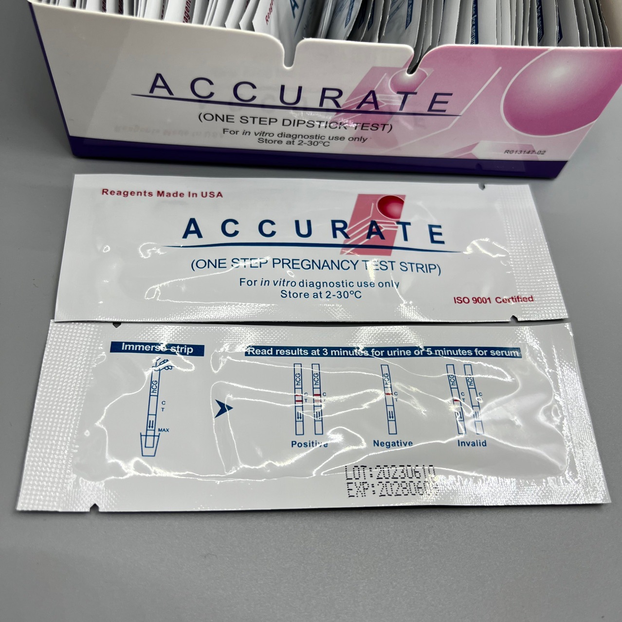 Cross-Border Export English Version Hcg Test Strips 50-Pack Portable High-Accuracy Medical Care Rapid Pregnancy Test