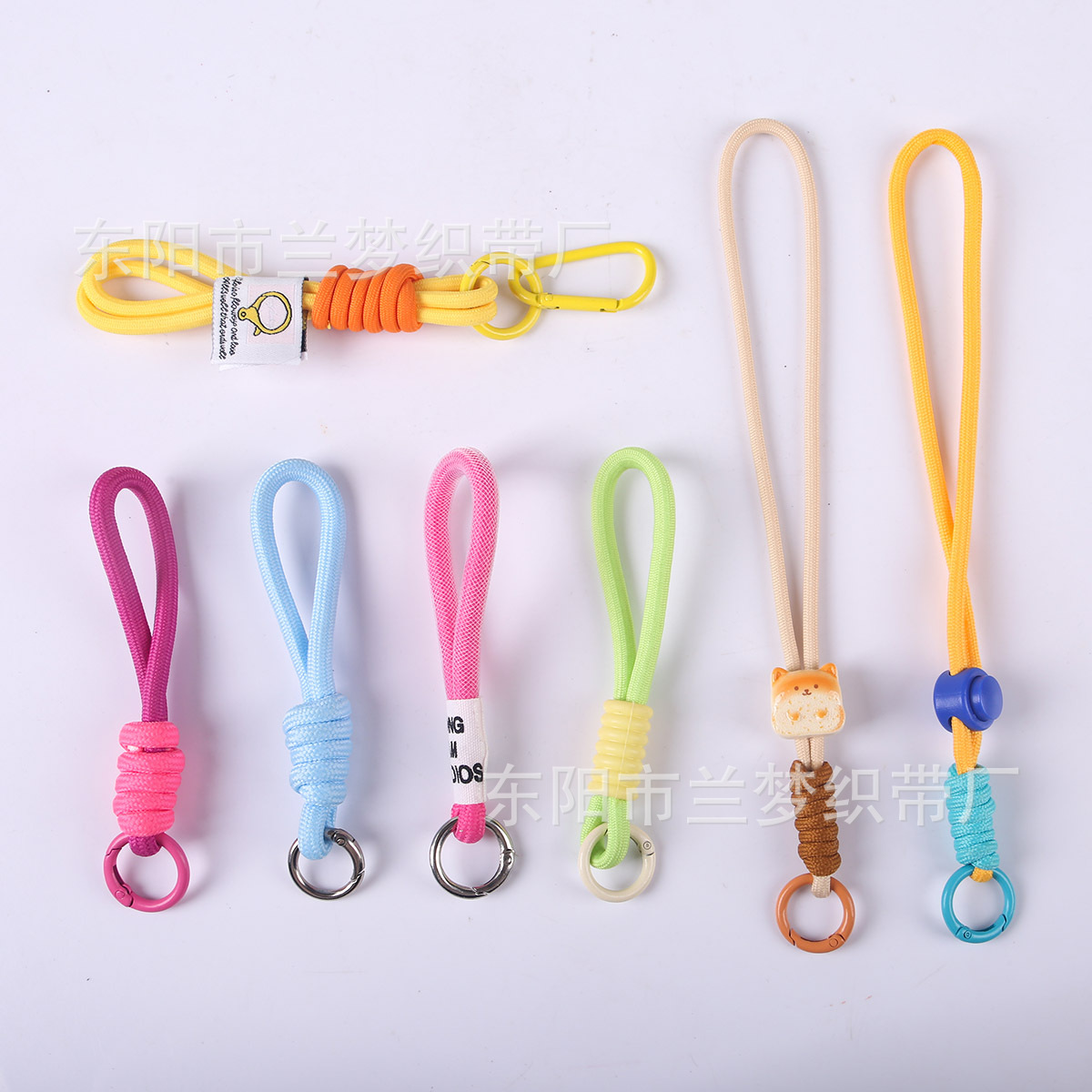 Color-Blocked Woven Mobile Phone Rope Key Ring Detachable Anti-Lost Doll Backpack Pendant Rope Water Cup Lanyard Colorful
