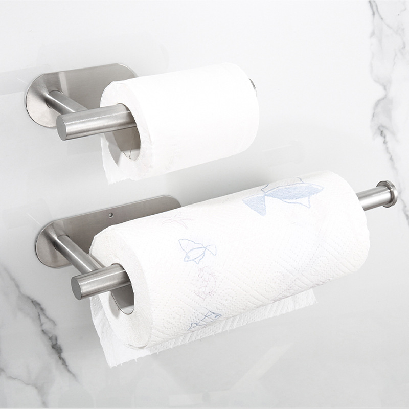 Cross-Border Stainless Steel Paper Towel Holder, Kitchen Paper Towel Rack, Bathroom Roll Paper Holder, Towel Bar, Towel Rack, No-Drill Household Use