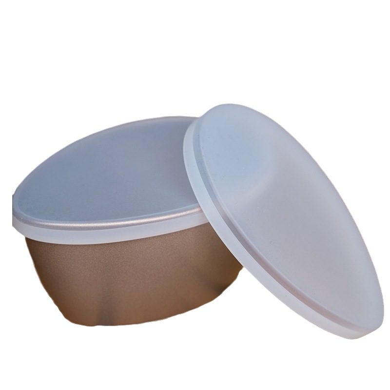 Thickened Carbon Steel Easy-To-Clean Steamed Egg Bowl Tempered Glass Steamed Egg Bowl Household Baking Cake Pudding Cup Silicone Lid