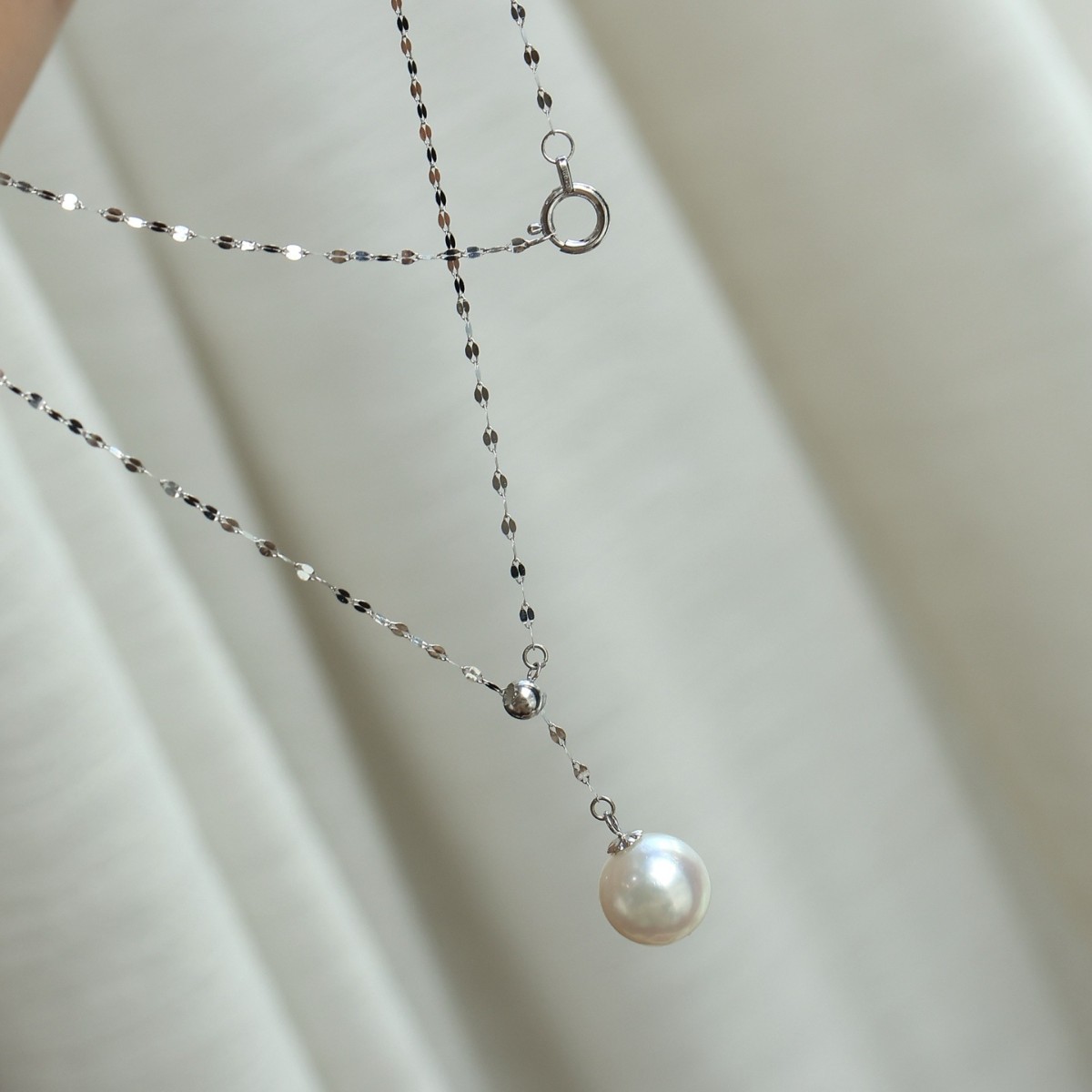 Pt900 Platinum Accessories Platinum Tile Y-Shaped Necklace Regulator Adjusts Length and Length with 8-9mm 045Wyp