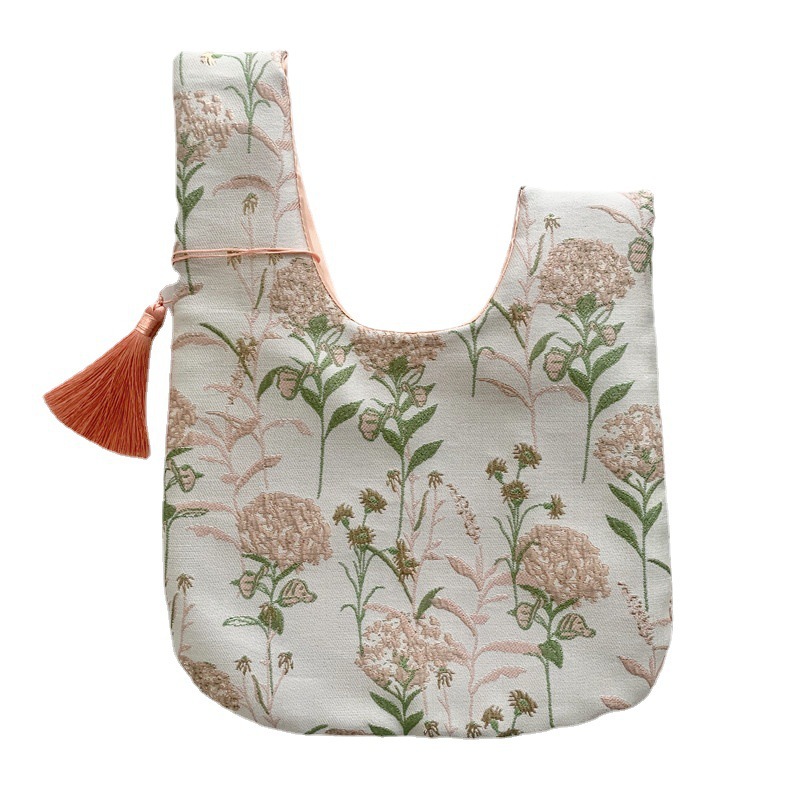 Souvenir Female Bridesmaid Handbag Wedding Gift Wrist Bag Full Moon Banquet Gold Silk Jacquard Gift Bag