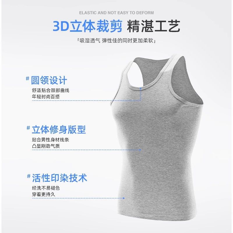 Manufacturer's Pure Cotton Men's Vest, Men's Hurdle Sports Sweat-Absorbent Cotton White Inner Wear Summer Suspender Bottoming Sweatshirt Thin