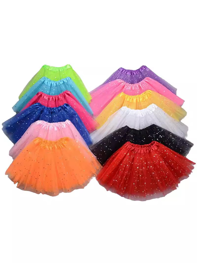 Children's tutu skirt princess sequins three-layer 6-piece mesh skirt tutu gauze skirt tutu children