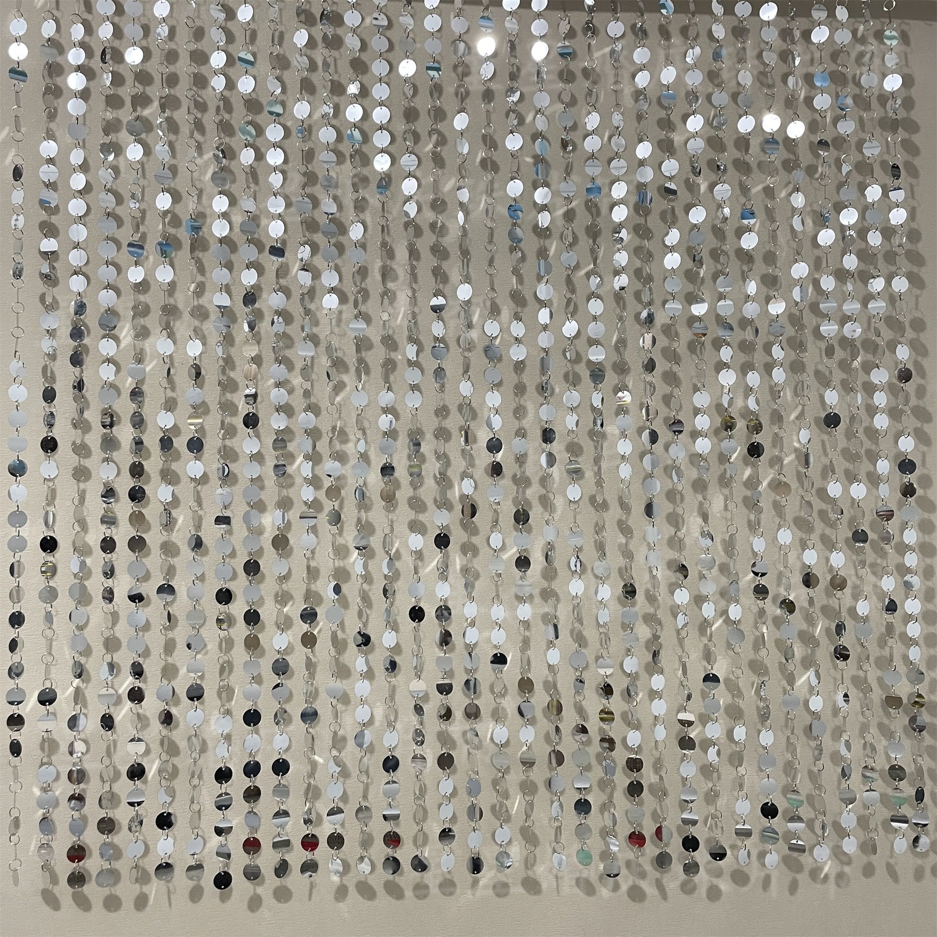Silver Sequin String Round Square Rectangular Rhombus Mirror Laser Silver Wedding Decoration Sequin String Curtain