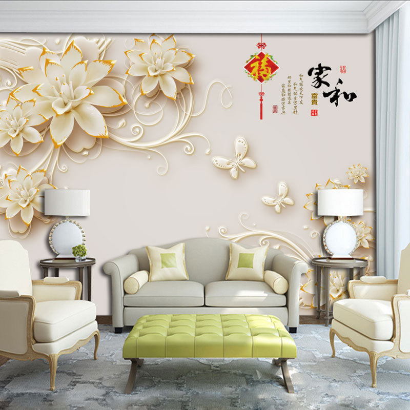 Bedroom Headboard Decorative Mural Simple European Style Glitter Pattern Film Wall Wallpaper Three-Dimensional Relief Floral Background Wall Fabric