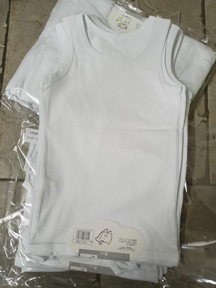 2025 Foreign Trade Summer New Boys and Girls Pure White Sleeveless Vest Class A Combed Cotton Crewneck Small and Medium-sized Children