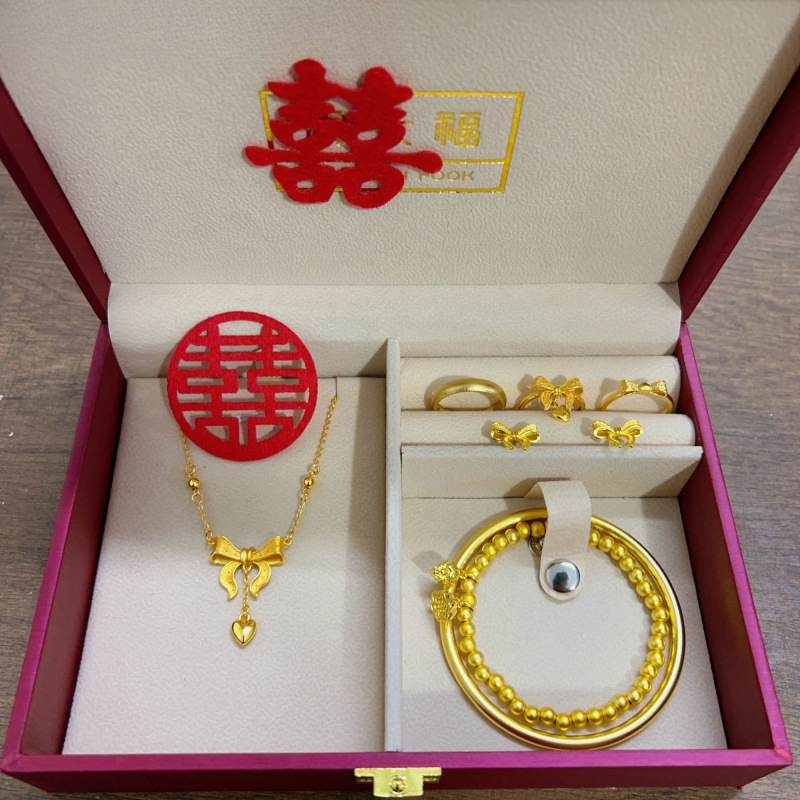 Набор свадебной фурнитуры для банкета, сервировка стола, свадебный фальшивый набор из трех золотых имитаций, полный набор из трех золотых, семи предметов, для беглой принцессы