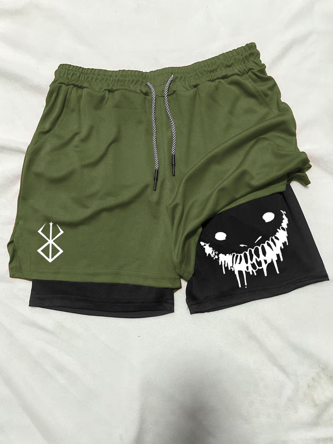 European and American New Men's Outdoor Running Large Size Double-Layer Quarter Pants Casual Quick-Drying Breathable Shorts Men's Summer