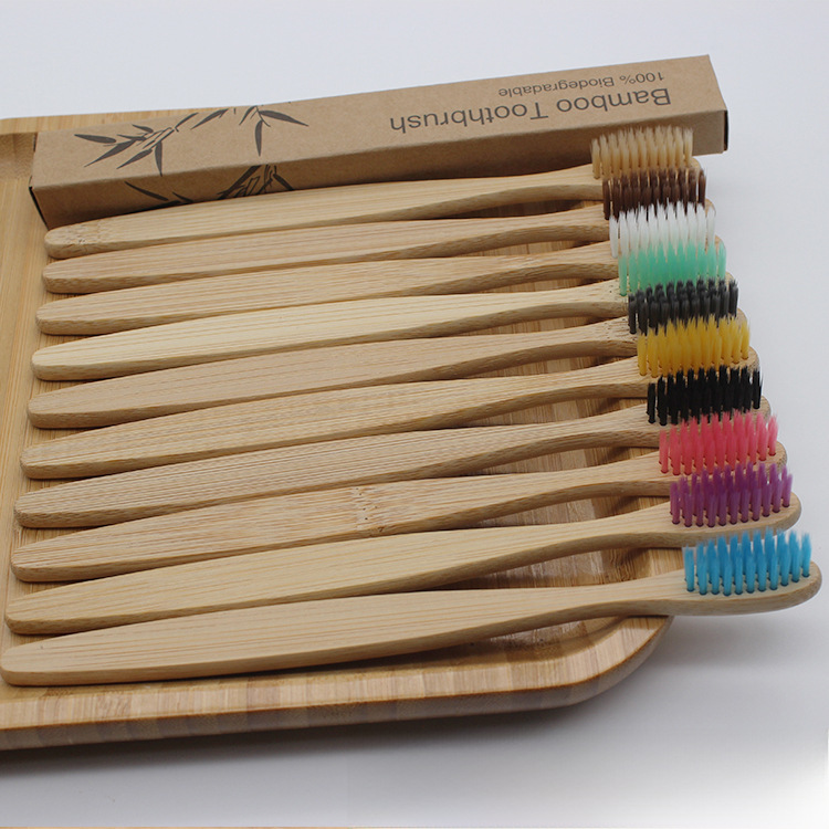 Bamboo toothbrush hotel homestay log brush bamboo carbon wool sharpened wire non-disposable toothbrush source manufacturers spot