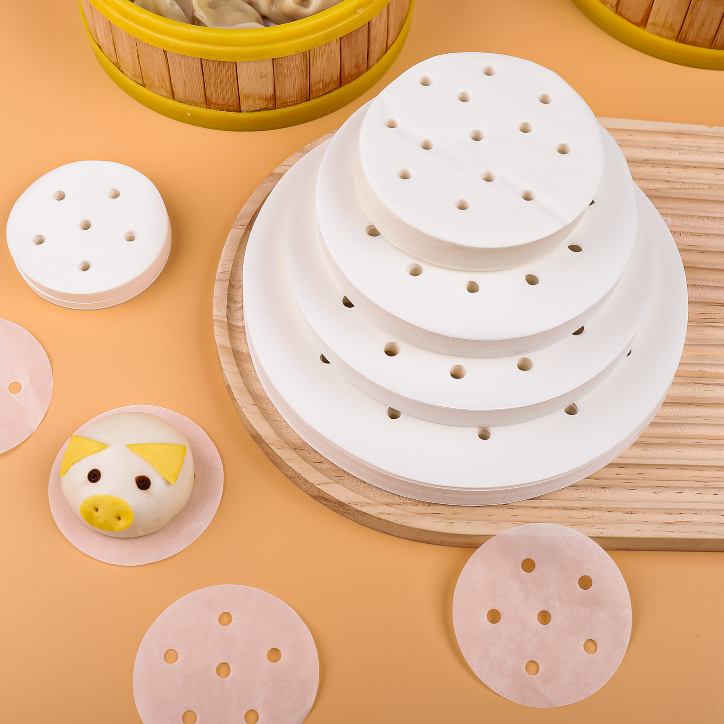 Household Kitchen Food Grade Non-Stick Steamer Paper High Temperature Resistant Oil-Proof Steamer Paper Pad Baking Baking Pan Oil-Absorbing Paper Wholesale