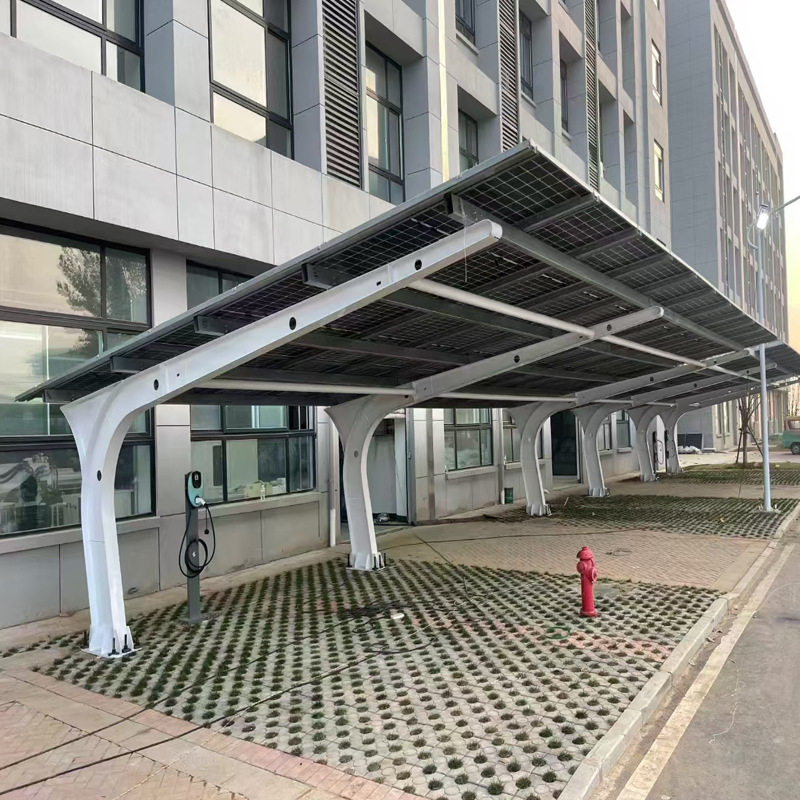 Фотовольтаический навес для автомобилей, индивидуальная стальная рама, стальная балка, стальная конструкция, открытый навес для автомобилей, фотовольтаический навес на улице