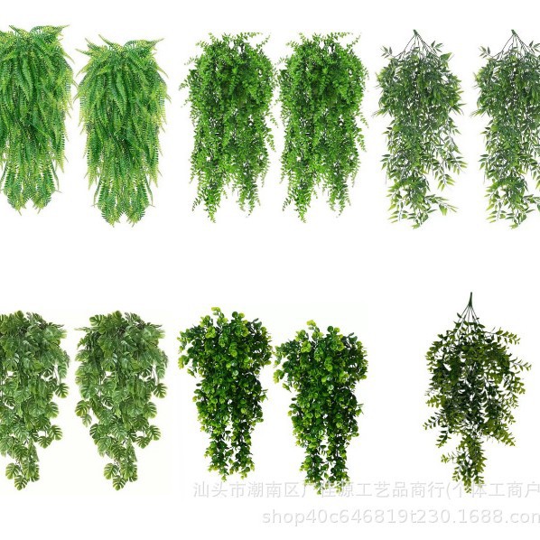 Искусственные настенные зеленые растения, персидская трава, декор с имитацией ротанга