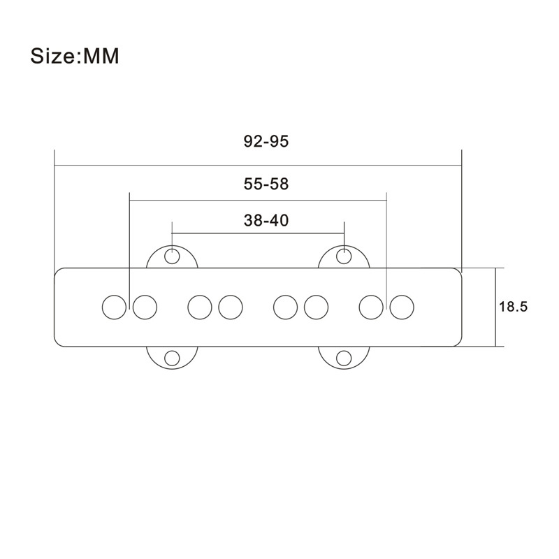 Jazz Four-String Five-String Jb Electric Bass Pickup Metal Open Single Coil Jb Electric Bass Pickup Black