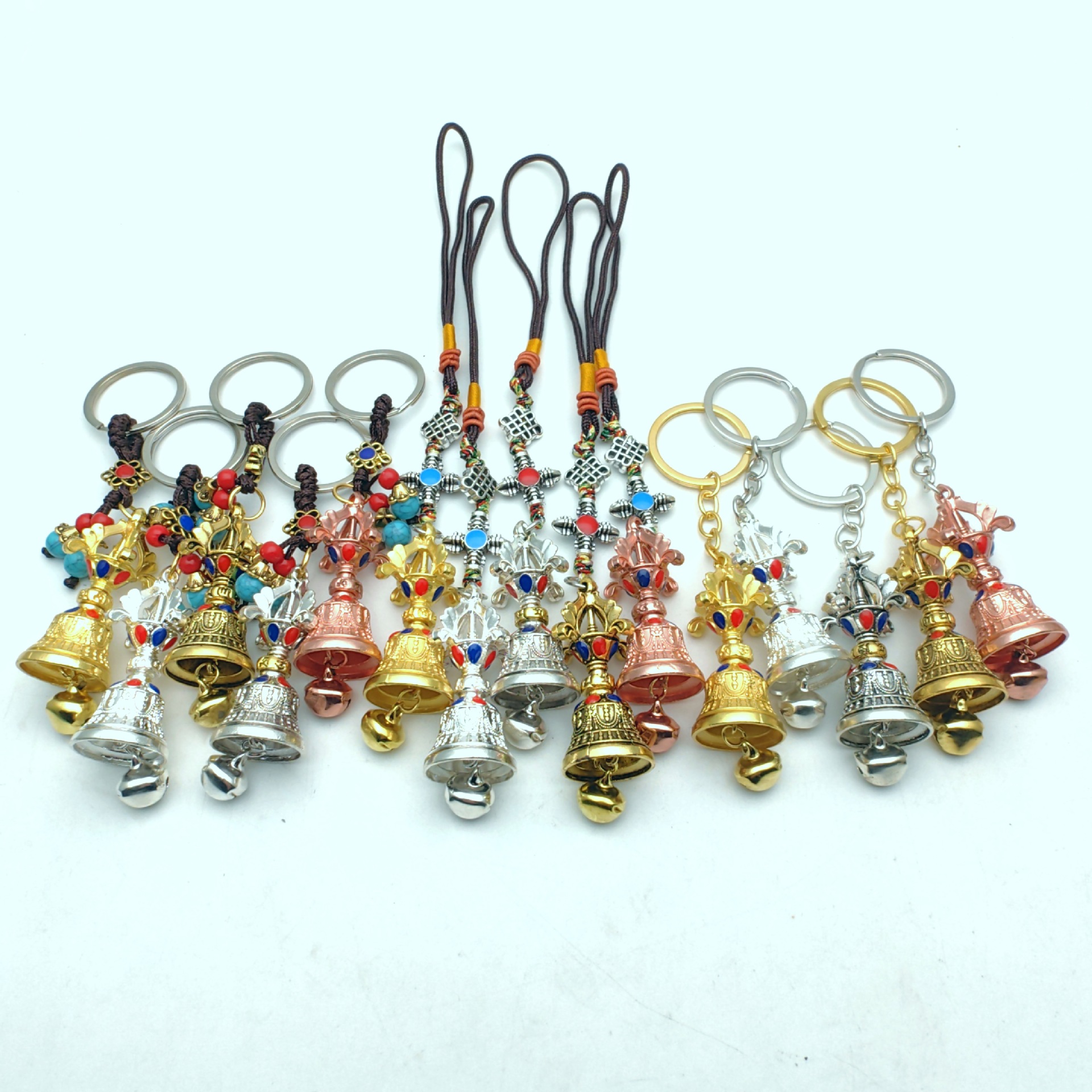 Xizang Jewelry Alloy Two-Color Vajra Bell Pendant Six-Character Mantra Car Hanging Jewelry Bag Hanging Jewelry